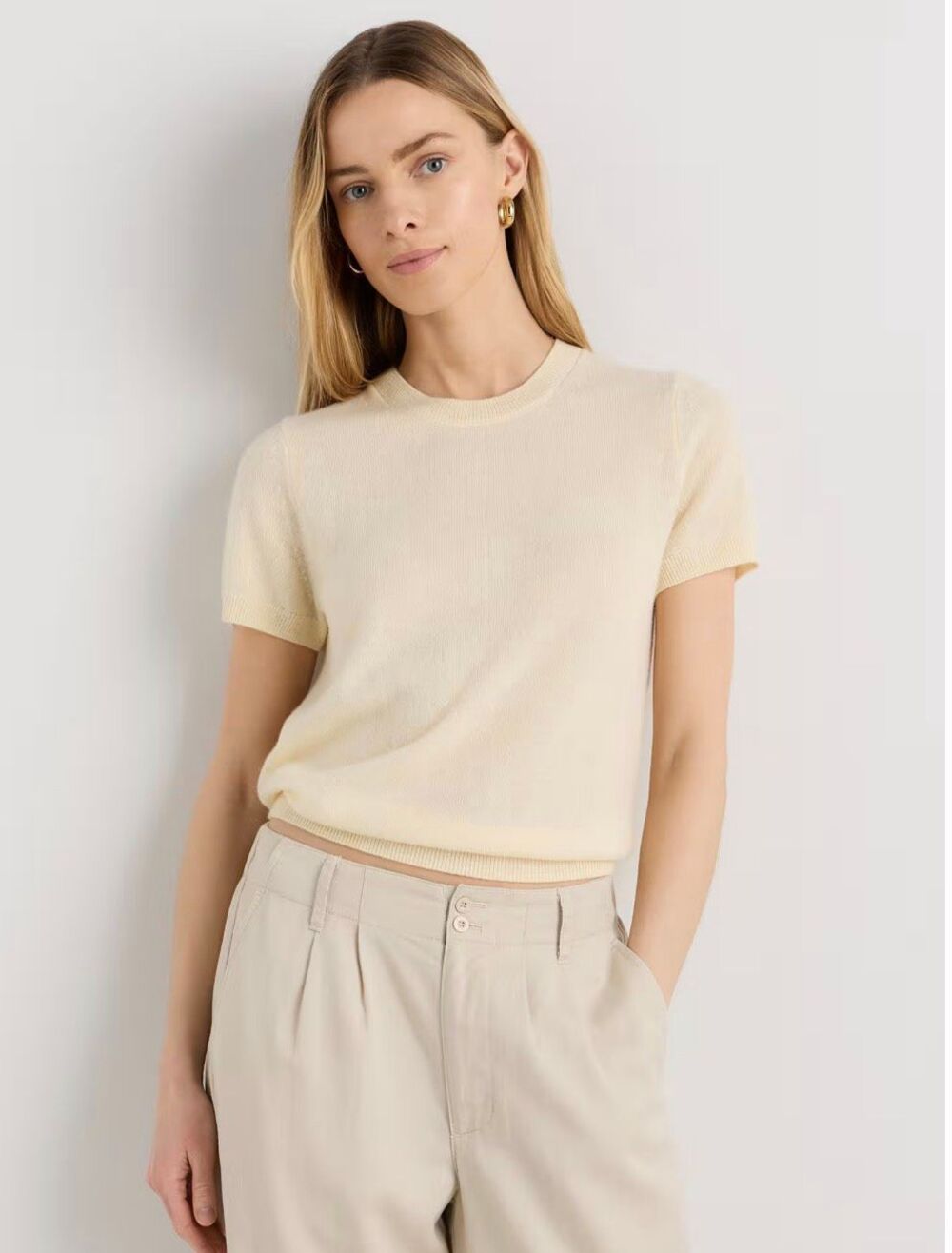 NWT Quince limited color Mongolian Cashmere Tee, XS $115 F39